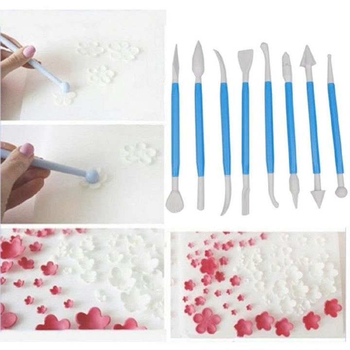 8pcs Cake Tool Kitchen Baking Tools Kits Fondant Cake Decorating Tools Set Plastic Cake Engraving Cutting Pens Cream Pastry Modelling Tools