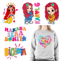 Fashion Girls Iron On Patches For Clothes T-Shirt Bonito Flower Decals Thermal Stickers Ready To Press for Parches Ropa. 