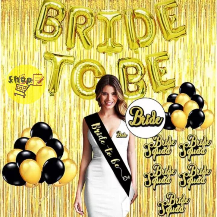 Bride to Be Decoration Full Set Black & Golden Theme Bridal Shower