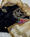 Party Wear Dress for Women Unstitched 3 Piece Suit - Kataan Silk Mirror Work Shirt - Kataan Silk Trouser Along Net Mirror Work Dupatta Ashrafi Ashrafi Customized Dress. 