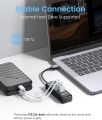 4-Port USB HUB 3.0, ORICO USB Splitter for Laptop with 0.5ft Cable, Multi USB Port Expander, Fast Data Transfer Compatible with Mac OS 10.X and Above, Linux, Android-Black. 