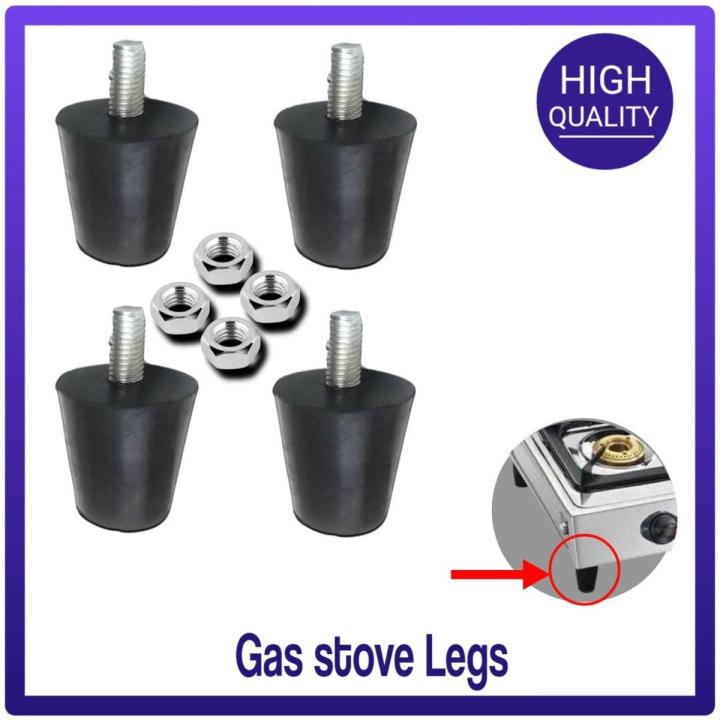 LPG/ NG Gas Stove Quinze plastic Legs With Inner Stainless Steel Nut, Bolts Black Set of 4 piece
