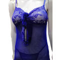 Women Net Lace Embroidery Lingerie Two Piece Night Dress Lingerie Set. 
