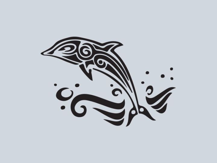 TRIBAL DOLPHIN Wall Sticker | Dolphin Art Vinyl For Decor | Different Sizes Available | The Decoriya City
