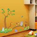 3D Kids Room Decor Removable Cartoon Jungle Forest Trees Animal Wall Sticker. 