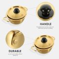 Korean Style Gold Ramen Noodle Pot 18cm / Periuk Mee Korea Emas Korea Ramen Pot Noodle Golden Yellow Aluminium Soup Steel Lid Gold K Drama Bowl. 