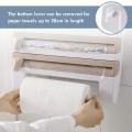Kitchen Roll Dispenser for Foil Cling Film and Paper Towel White Brown. 