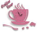 Tea Cup Shaped Wooden Wall Clock With Coffee Spoon & Coffee Beans. 