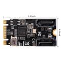 M2 PCIE NVMe SATA6G 2 Port SATA III 6Gb/S M.2 22X42 M Key and B Key Controller Adapter Card JMB582. 