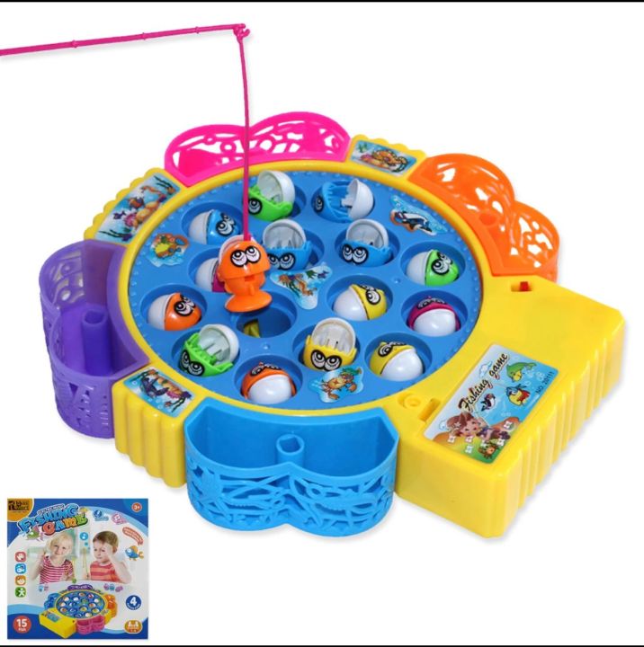 Fishing game with rotating board & music 45 fishes & 15 fishes available in 1 post