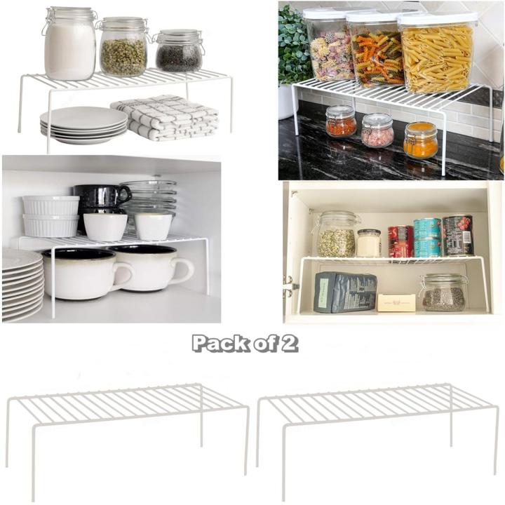 14 Inch Pack of 2 Metal Wire Kitchen Cereal Dry Fruit Tea Cookie Jars Stand Rack Organizer