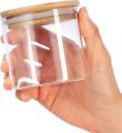 200ml Small Clear Glass Jar with Bamboo Silicone Sealed Lid (6 Pack) Nuts Spice or Kitchen Storage. 