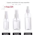 YT Free Funnel+Label Sticker -Transparent Empty Spray Bottles15ml/30ml/50ml/100ml Plastic Mini Refillable Container Empty Cosmetic Containers=1pcs. 