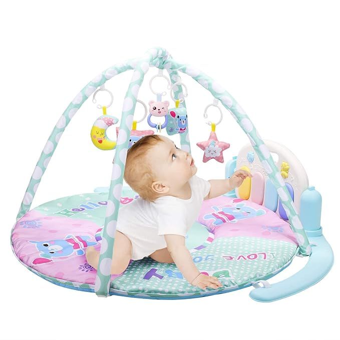 Baby Piano Activity Play Mat With Multiple Interactive Toys, a Music ...