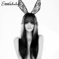 Black Lace Masquerade Mask Women Halloween Costume Party Rabbit Bunny Ears Lace Eye Mask Black. 