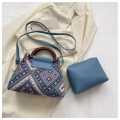 2 Pc Women's Ethnic Style Tassel Khaadi Crossbody Bags. 