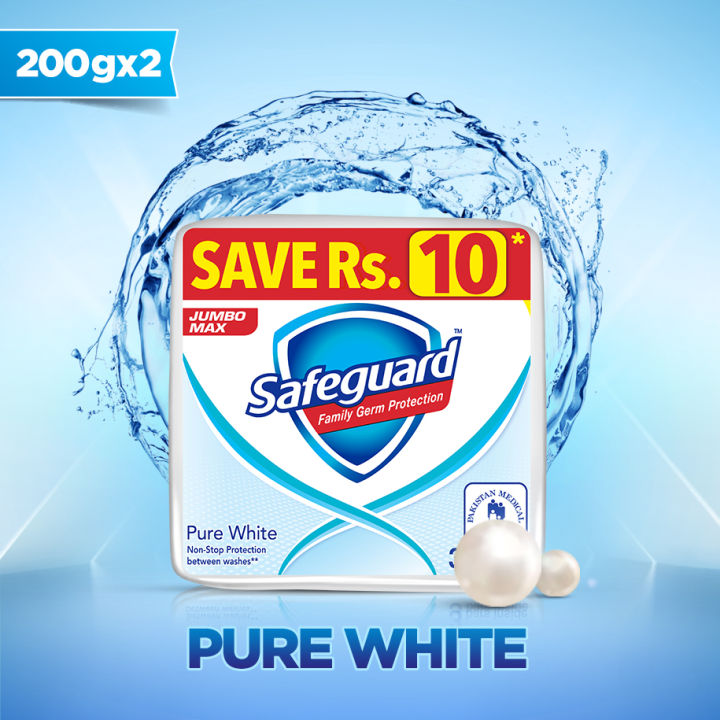 Safeguard Bath Soap Pure White 200gm (Bundle of 2) | Daraz.pk