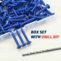 3/16 or 1/4 Concrete Screw Anchor Blue Flat Head Screws for Masonry Brick Block Cement Stucco (Boxed with Drill Bit). 