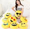 (10 Inches/ 25.4cm) Emoji Cool Face Pillow - Plush Comfort Fluffy Cushion with Ball Fiber Cotton Filling -Yellow. 