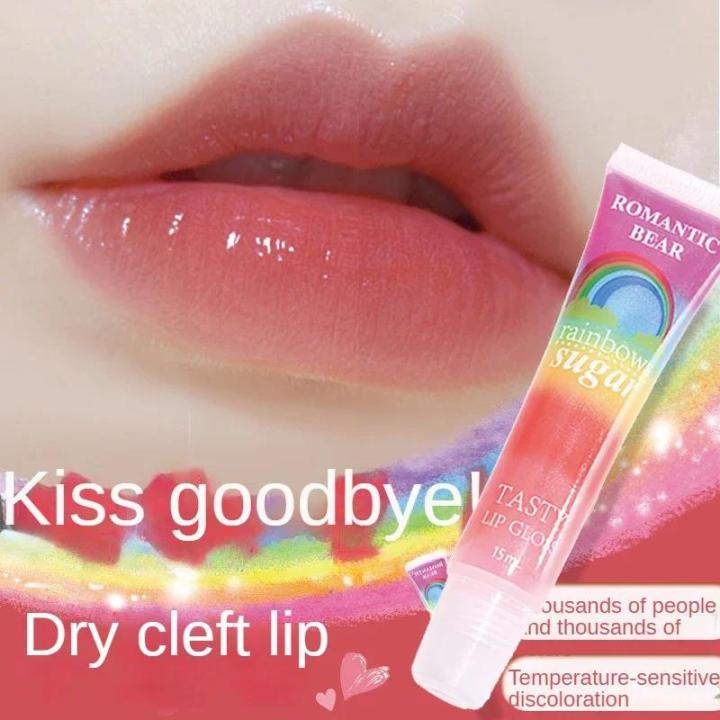 Rainbow Lipstick Colorful Tear Lip Gloss Waterproof Long Lasting Moisturizing Sequins Jelly Shine Glitter Lip Gloss Lips care