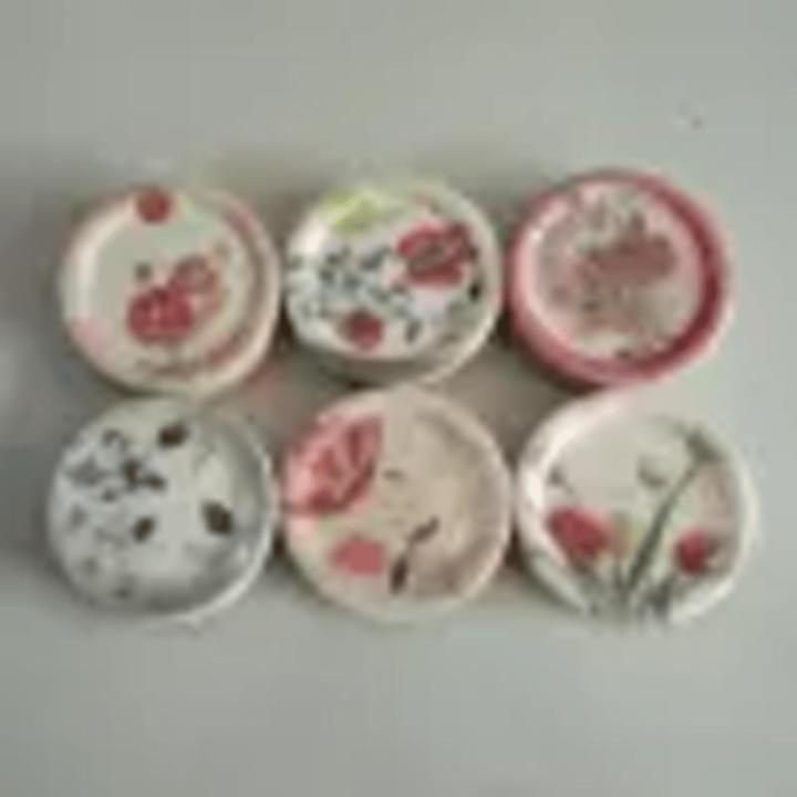 Imported Small Plates For coffee cup Cover Plate - Drinking water Glass Cover Plate With Multiple Design ( Pack of 6 )