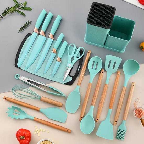 19PCS Silicone Kitchenware Cooking Utensils Set Random Colours Non