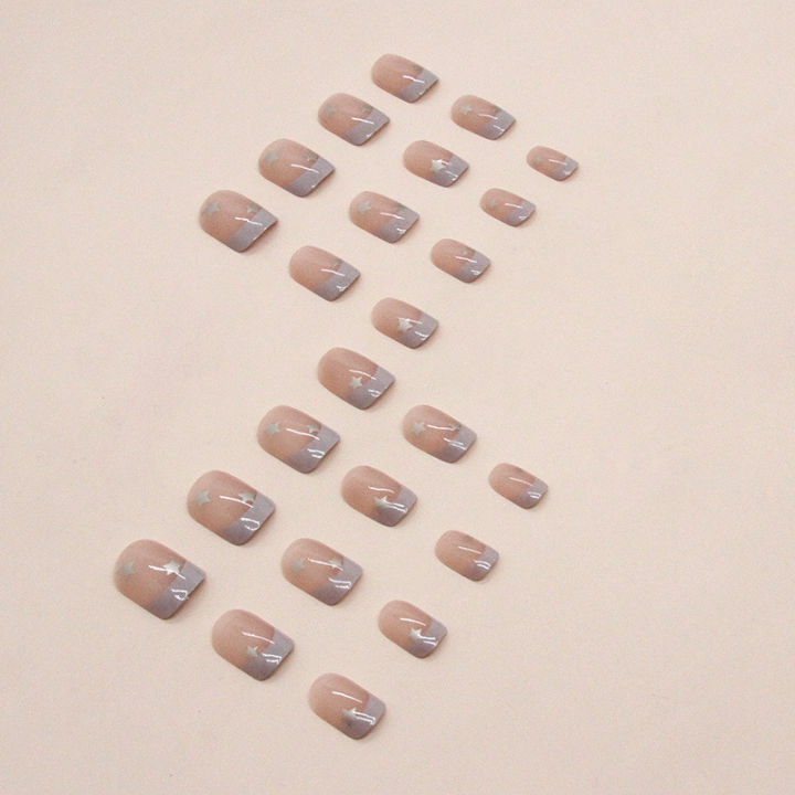 24Pcs%20Vintage%20Short%20Star%20Fake%20Nails%20with%20Glue%20DIY%20Art%20Design%20False%20Nails%20Wearable%20Nails%20Stylish%20Pattern%20Artificial%20Nails%20-%20Image%203