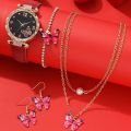 New Arrival! 5pcs Fashion Women's Quartz Watch Set with Butterfly Elements Bracelet Necklace & Ear Pendants in Multiple Colors for Comfortable Wearing Rhinestone Romantic Watch. 