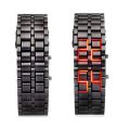 【ETOP】Fashion Black Full Metal Digital Lava Wrist Watch Men Red/Blue LED Display Men's Watches Gifts for Male Boy Sport Creative Clock. 
