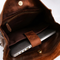 Genuine Leather Backpack for Men Vintage 15.6 Inch Laptop Bag Multi Pockets Rucksack Casual Travel Daypack Brown. 