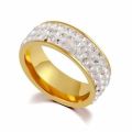 Yiwu futian market wholesale Fashion Jewelry Titanium Steel Five Row Diamond Rings Stainless Steel men Diamond Rings. 