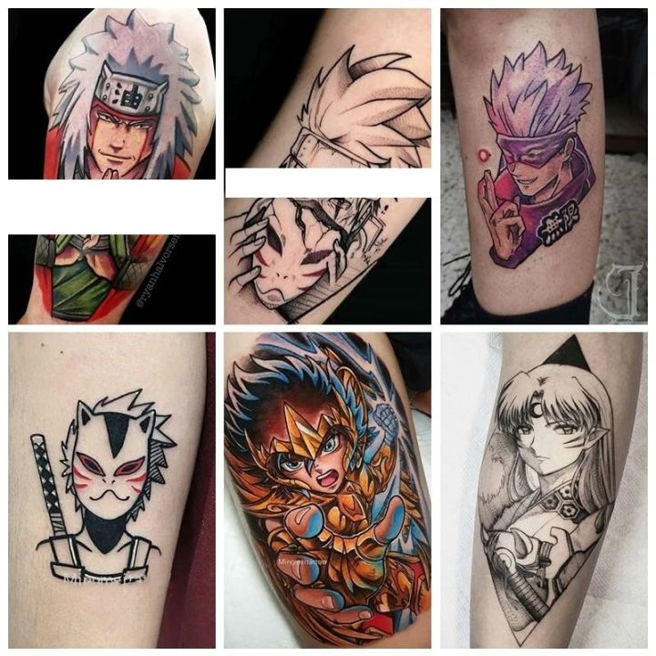 Anime Jujutsu Kaisen Saint Seiya Cartoon Temporary Tattoos Inuyasha Art Decal Sleeve Tattoo Sticker for Woman Men
