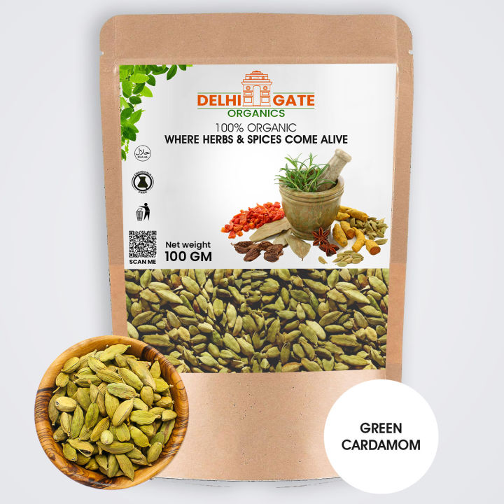 Organic Sabz Elaichi / Elachi | Green Cardamom Whole | Choti Elaichi / Ilachi / Ilaichi - 100 GM