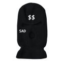 Neon Green Balaclava Hat Fashion Women Sad Dollar Embroidery Three-hole Ski Mask Full Face Cover Warm Knitted Army Tactical Mask. 