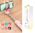 BASEUS 210 Degree Up And Down LOVELY FOLDABLE Bluetooth Selfie Stick + Tripod Stand For TIK TOK / LIVE STREAM Suitable With Most Of Mobile Phones. 
