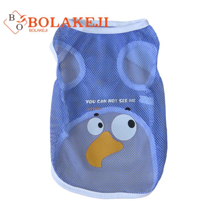 Cartoon Print Dog Clothes for Summer Stylish Breathable Cartoon Print Pet Vest for Cats Dogs Summer Cool Mesh T-shirt Pet Clothes with Cartoon Print Design