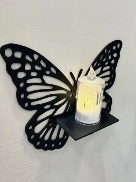 Decorative Butterfly Wall Shelf, Decoration Candlestick, Wall Décor Ideas, Wooden Wall Shelves  butterfly wooden wall art select pieces with choice