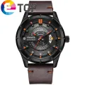 【ETOP】Sport Mens Watches Top Brand Luxury Quartz Watch Men Fashion Steel Waterproof SL-9011 leather Watch MEN Relogio Masculino. 
