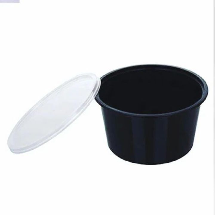 25 Pack Black Microwave Sauce Containers with Lid - 1oz Disposable Round Food Boxes