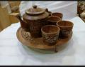 Creative Wooden Tea Set, Wooden Handicraft Tea Cup Teapot Set, Carving wooden 5 Cup and kettle Set.. 