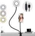 New Professional 2 in 1 Phone Stand with LED Selfie Ring Light for Live Stream Adjustable Long Arm Desk Stand. 