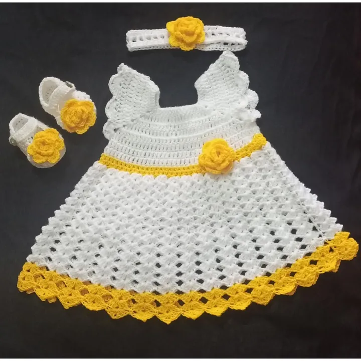 Handmade%20Crochet%20Dress%20Set%20for%20baby%20girls/Crochet%20Frock%20for%20baby%20girls/Crochet%20Clothes%20for%20Baby%20Girl/Crochet%20Woolen%20Frock/Cap%20and%20Shoes%20-%20Image%202