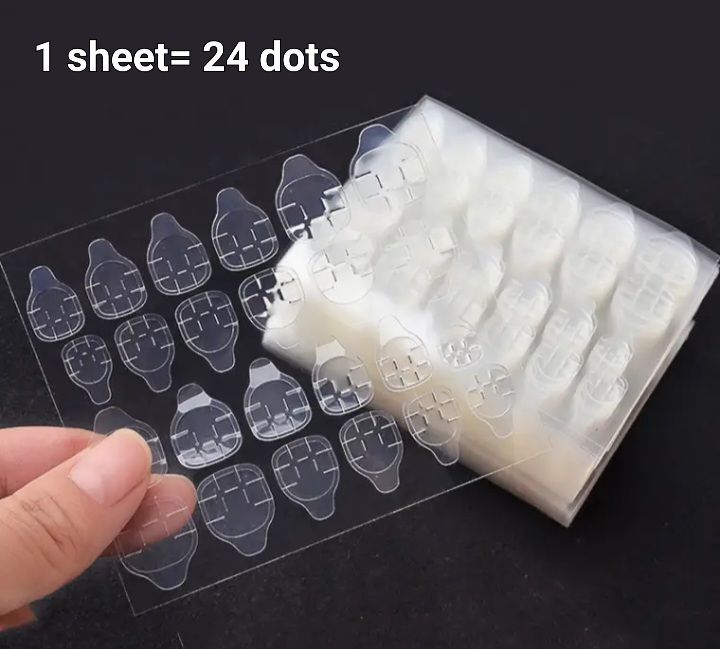 24 Pcs Double-Side Nail Adhesive Tabs Nail Jelly Double-Sided Adhesive Nail Glue Stickers 1 Sheets for Women Professional Design