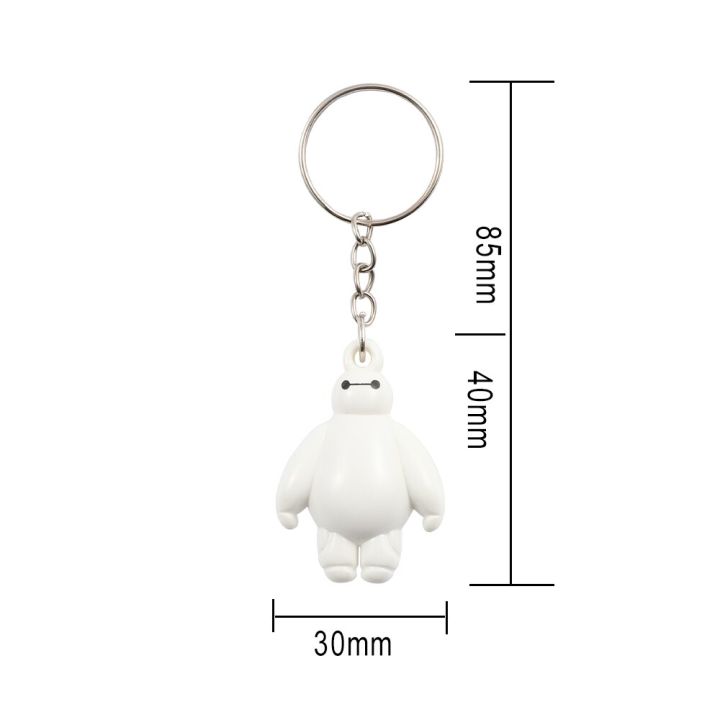 Disney Anime Big Hero 6 Baymax Keychain Cartoon Cute Baymax Pendant Keyrings for Boy Girl Backpack Accessories Car Key Holder
