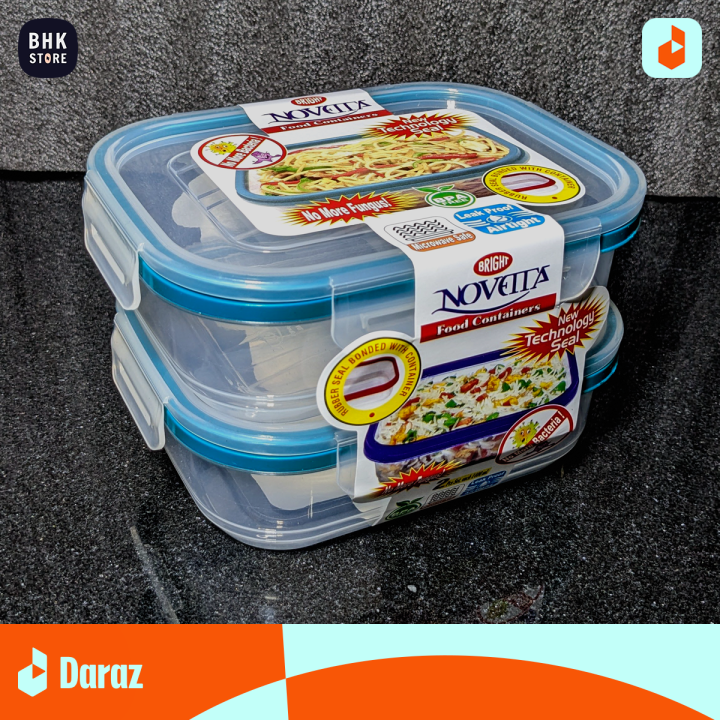 Premium Kitchen Essentials - PACK OF 2 Multipurpose Oven Safe Airtight BPA-Free Food Storage Containers Set with 4-Side Hinged Locking Snap Lids - 1400ml Capacity