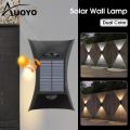 Auoyo  Solar Outdoor Lighting Wall Light Solar Outdoor Waterproof Lamp Dual Head Up And Down Dual Color Luminescent High Brightness Wall  Spotlights Door Signs And Wall Lights. 