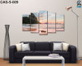 5 panel Canvas Wall Art Sea Waves Canvas Print Picture Scenery Painting Artwork for Living Room Office Home Decor Ready to Hang CAS-S-5-009. 