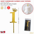 Numbers 0-9 Paper Cardboard With Crown Cake Topper Gold & Silver 8" Inch Cardboard Cupcake Toppers For Birthday Party, Weddings Anniversary, 1st First Birthday, Kids Birth Day, Age Year Cake Topper Party Supplies. 