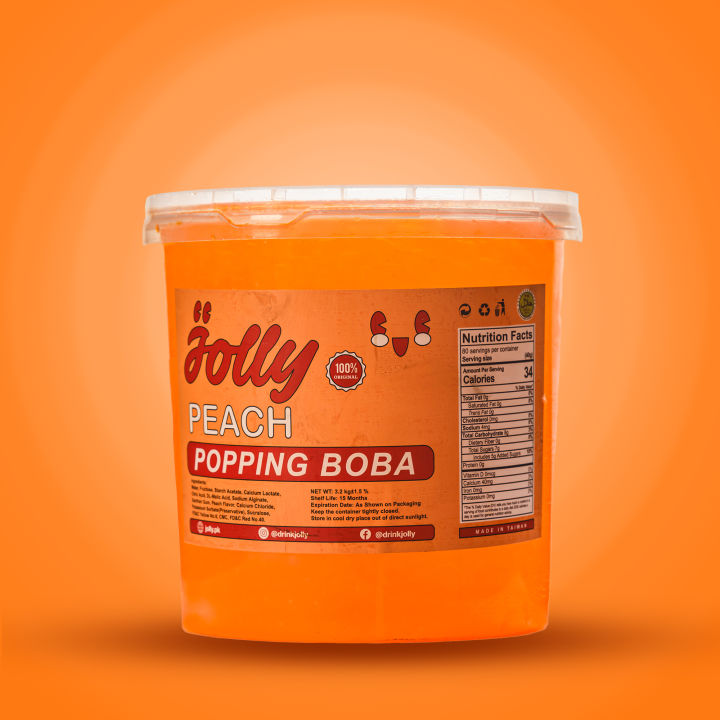 Bubble Tea Popping Boba Peach (3.2 Kg) Jolly: Sip the Joy!