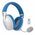 Redragon H848 Bluetooth Wireless Gaming Headset White Blue Lightweight  7.1 Surround Sound Multi Platforms for PC, PS5/4/3, Switch, Mobile. 